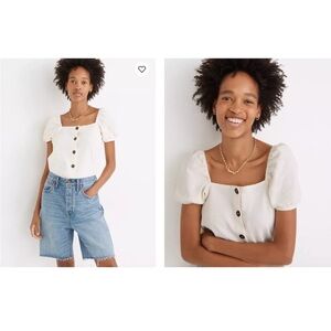 Madewell Cream Puff Sleeve Button-Down Blouse